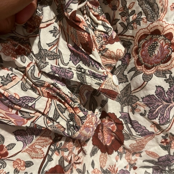 Anthropologie Love The Label Floral Botanical Peasant Ruffle Blouse Size Small - Picture 6 of 8